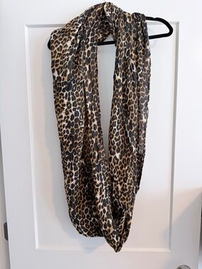 Express Leopard Print Infinity Scarf - Black & Brown
